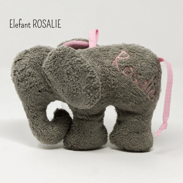 Bio Elefant ROSALIE mit oder ohne Spieluhr, individuelle Namensstickerei möglich